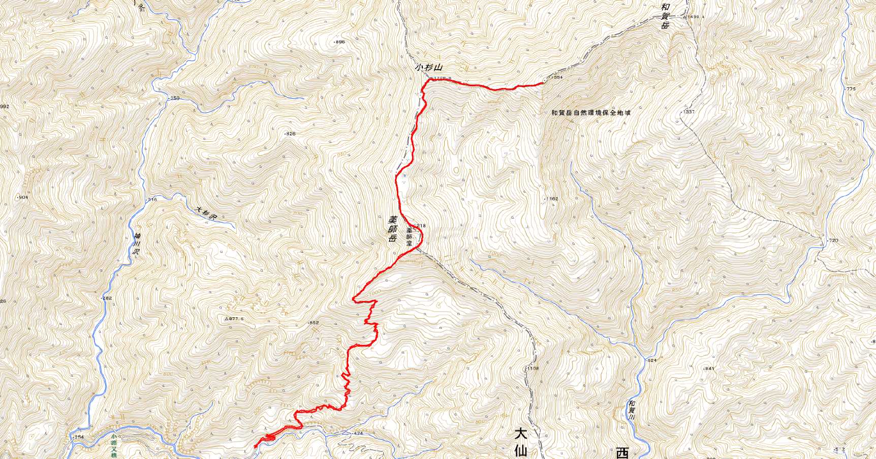 和賀岳のコース図 