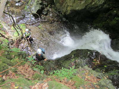 魚止めの滝６ｍを登る 