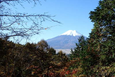 ビューポイントでの快晴の下の富士山