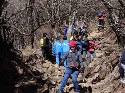 賑わう登山道 