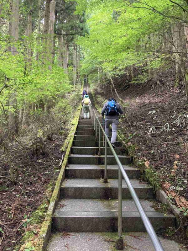 スタートの急な階段