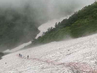 杓子沢手前の雪渓&nbsp;