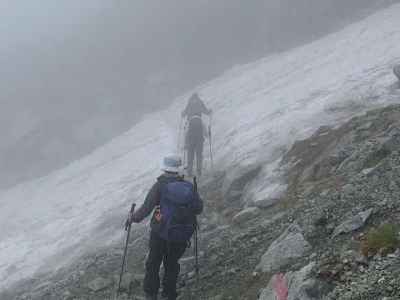 雪渓を通過&nbsp;