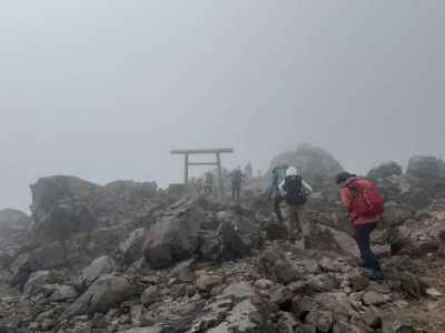 鳥居をくぐり山頂へ 