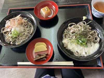 永平寺そばとごま豆腐。お店秘伝の出汁は透明(2日目)